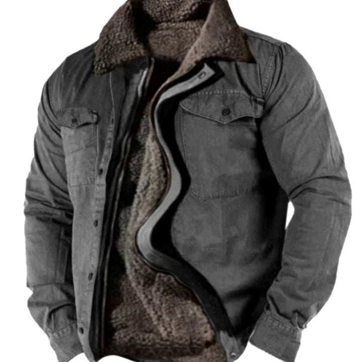 Men's Fleece-Lined Sherpa Collar Winter Jacket