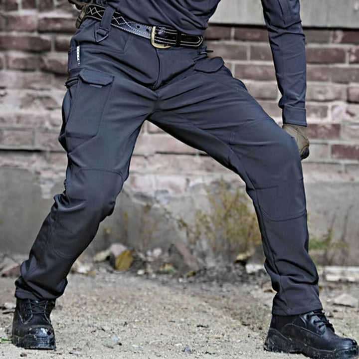 Men's Fleece-Lined Waterproof Tactical Cargo Pants - Black