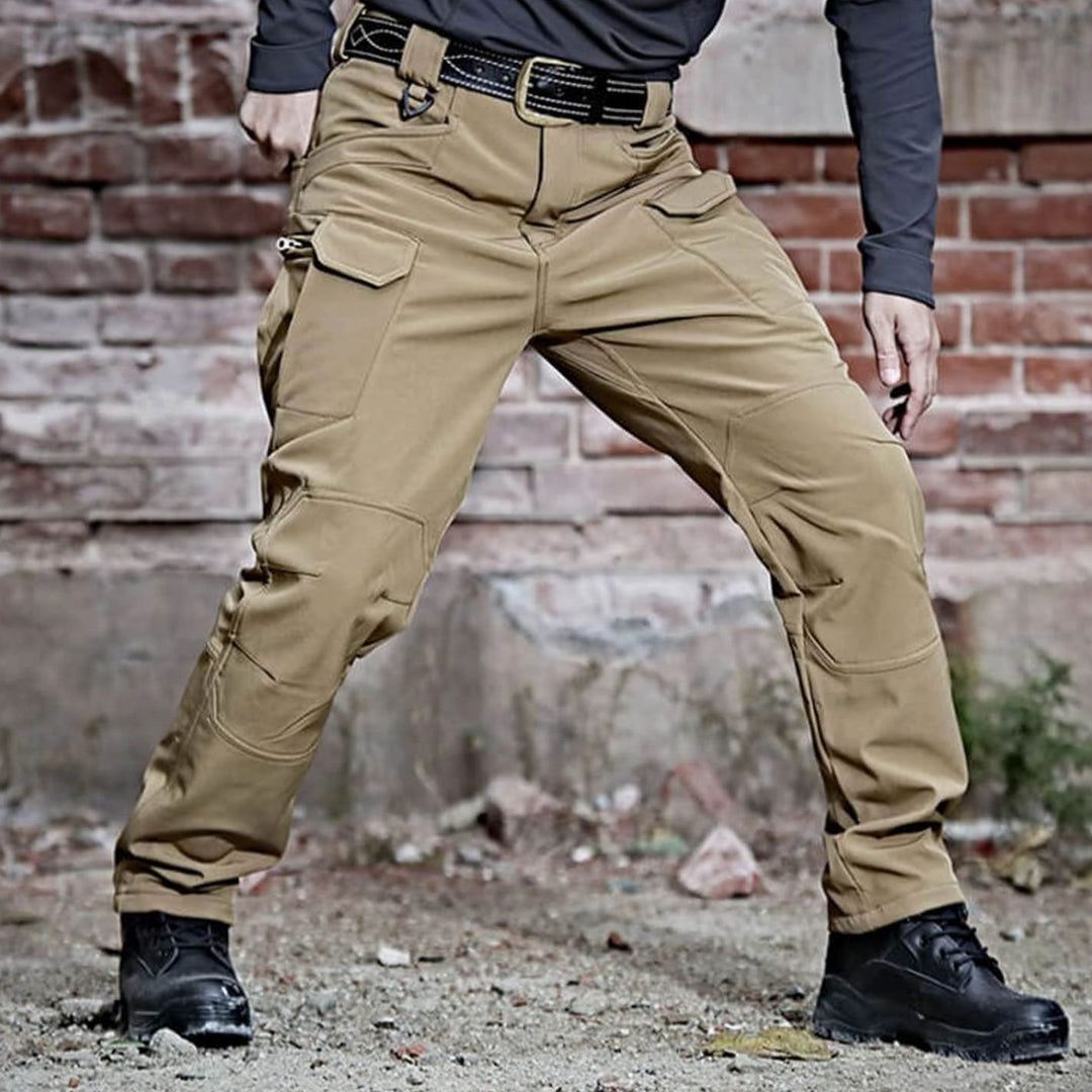 Men's Fleece-Lined Waterproof Tactical Cargo Pants - Khaki