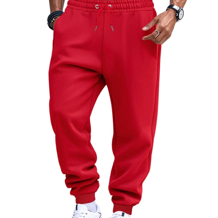 Men's Fleece Sweat Pants Elastic Waist Jogger Pants - Red