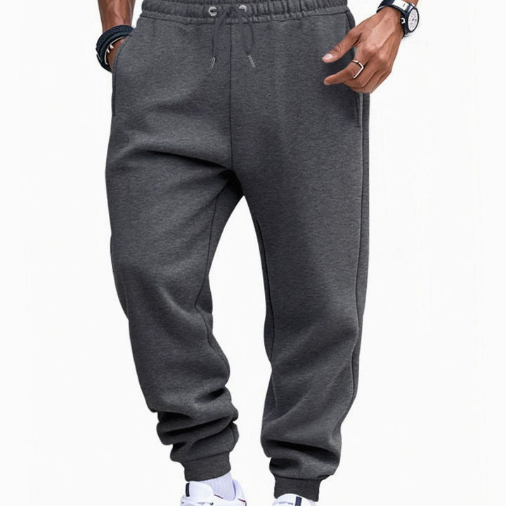 Men's Fleece Sweat Pants Elastic Waist Jogger Pants - Dark Gray