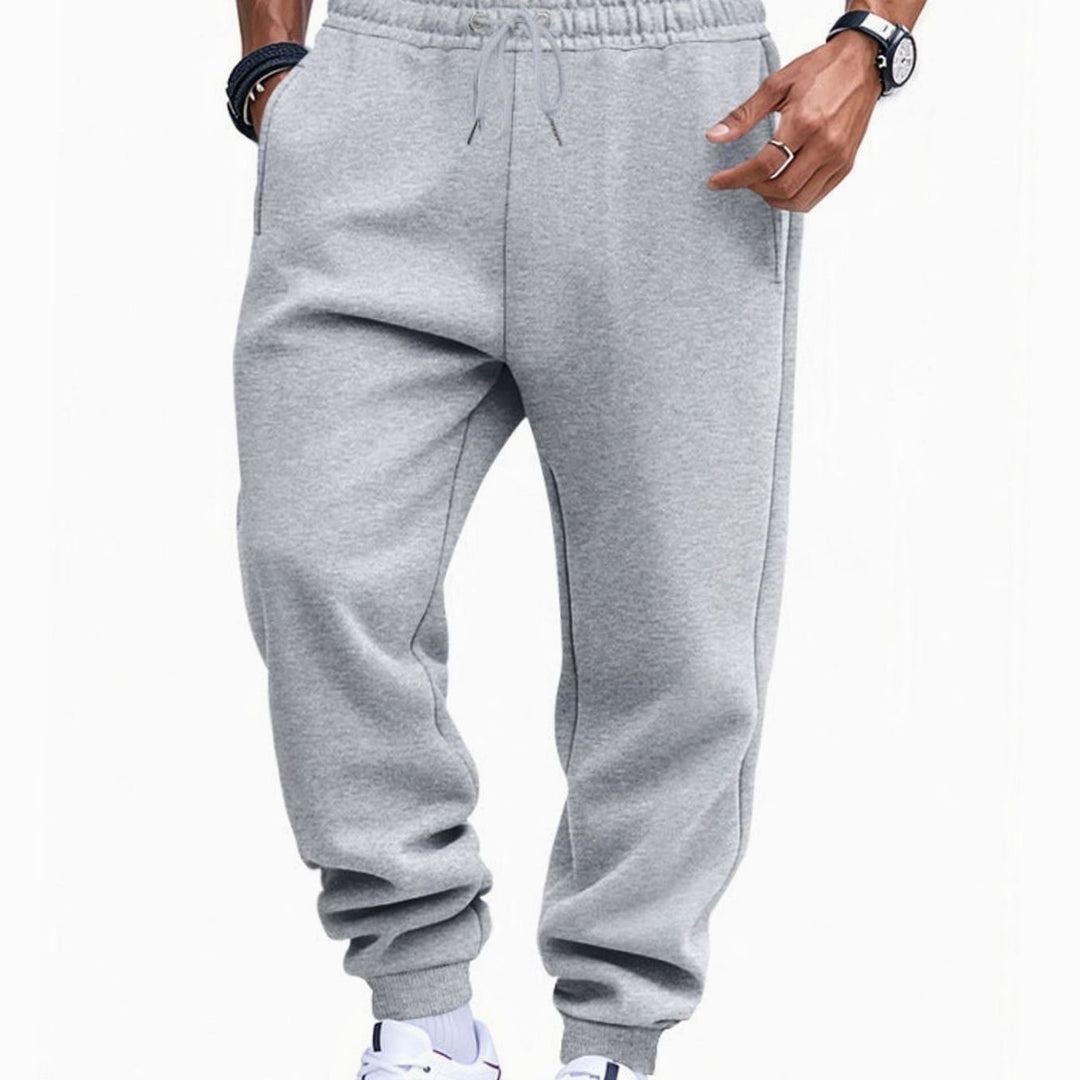 Men's Fleece Sweat Pants Elastic Waist Jogger Pants - Light Gray