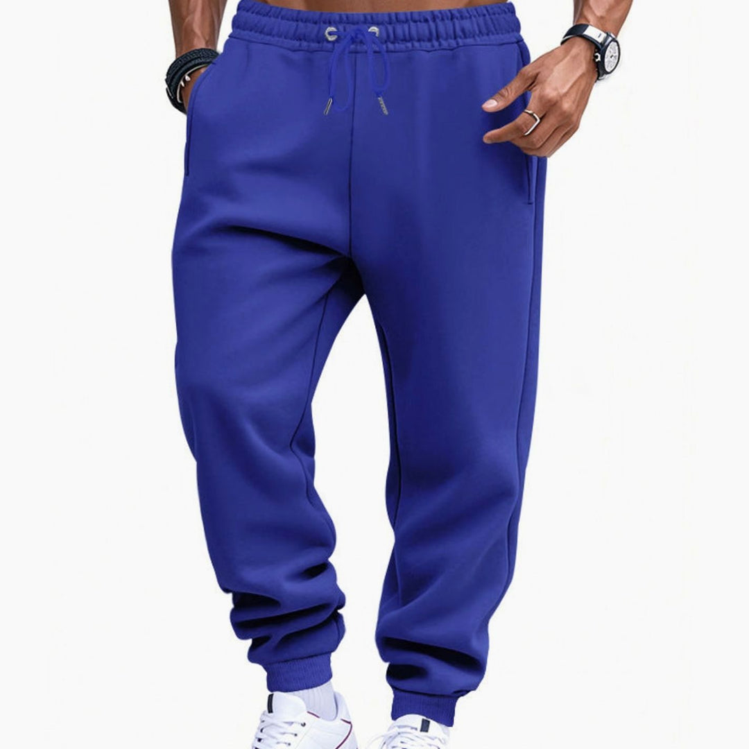 Men's Fleece Sweat Pants Elastic Waist Jogger Pants - Blue