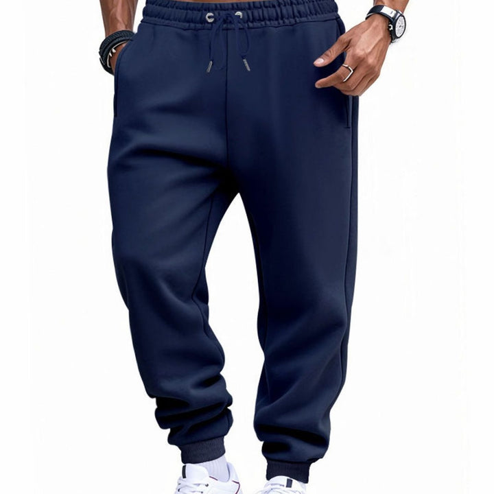 Men's Fleece Sweat Pants Elastic Waist Jogger Pants - Midnight Blue