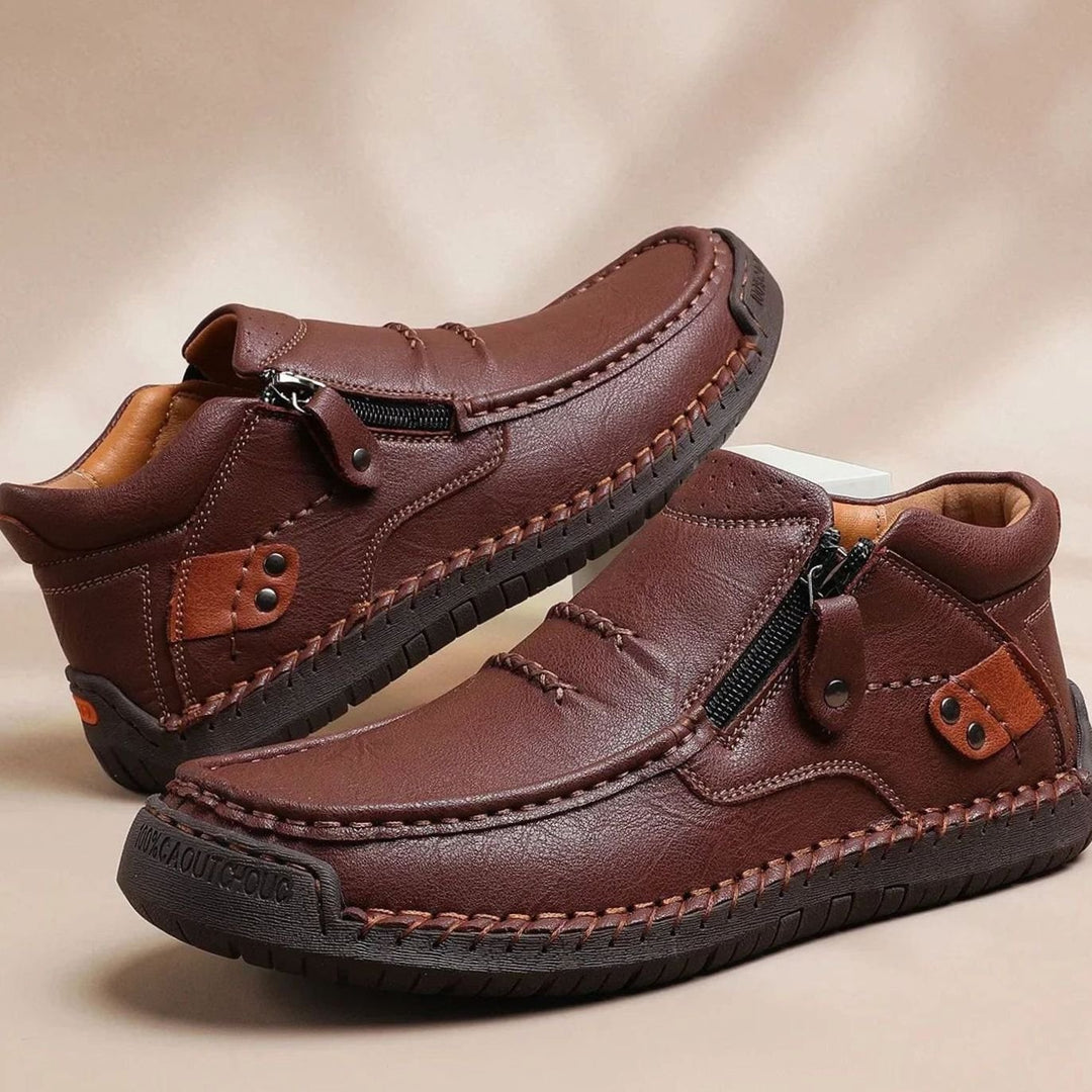 Men's Handcrafted Leather Orthopedic Side-Zip Ankle Boots