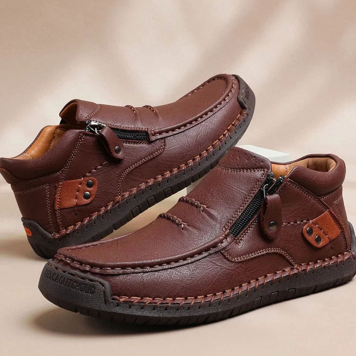 Men's Handcrafted Leather Orthopedic Side-Zip Ankle Boots