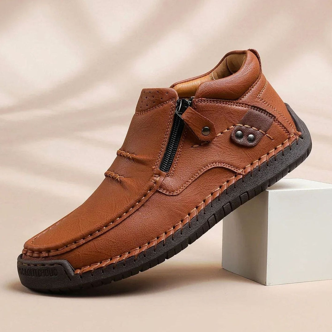 Men's Handcrafted Leather Orthopedic Side-Zip Ankle Boots