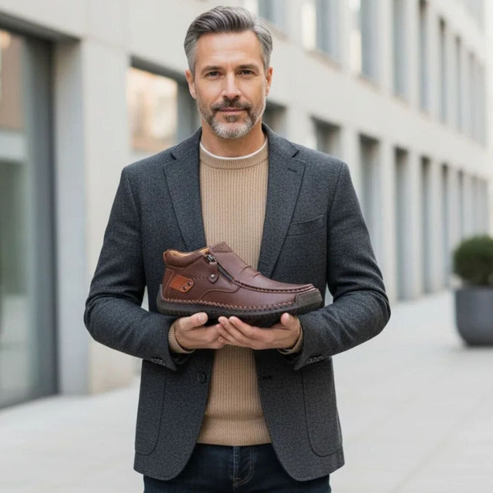 Men's Handcrafted Leather Orthopedic Side-Zip Ankle Boots