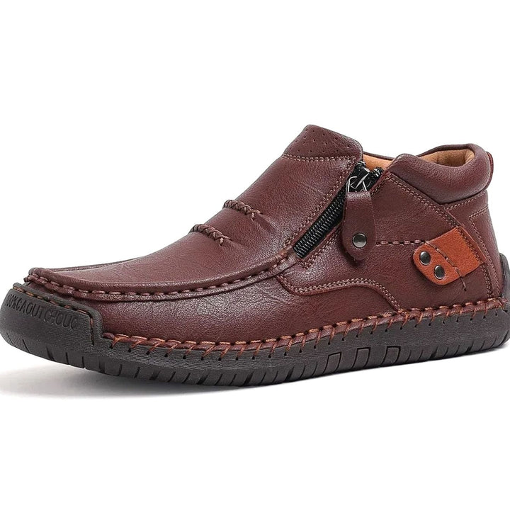 Men's Handcrafted Leather Orthopedic Side-Zip Ankle Boots