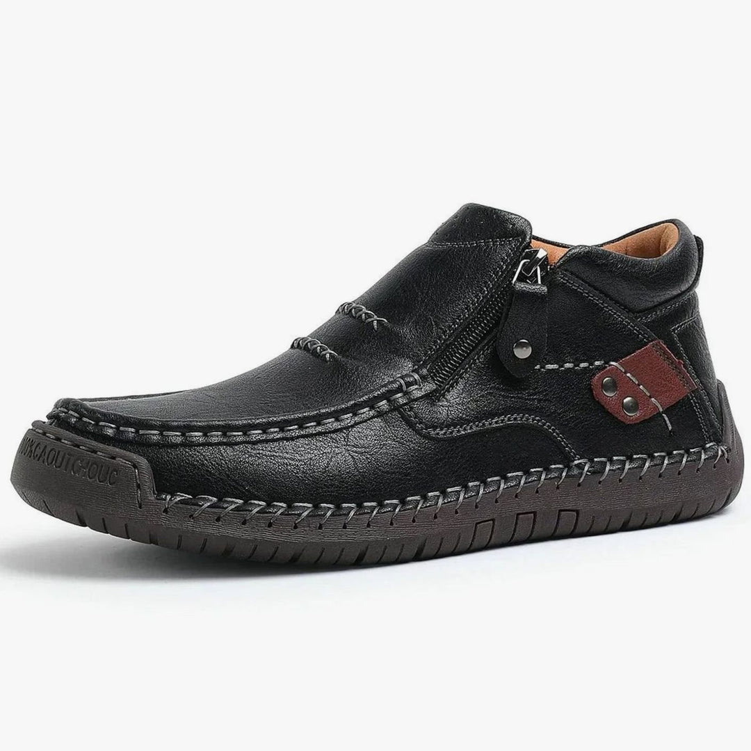 Men's Handcrafted Leather Orthopedic Side-Zip Ankle Boots