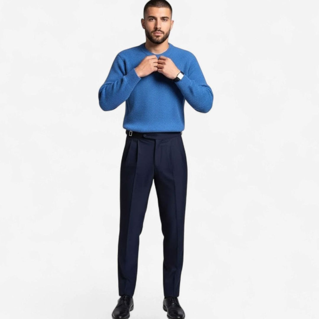 Men's Heavy-Weight Ribbed Crewneck Loose-Fit Knit Sweater