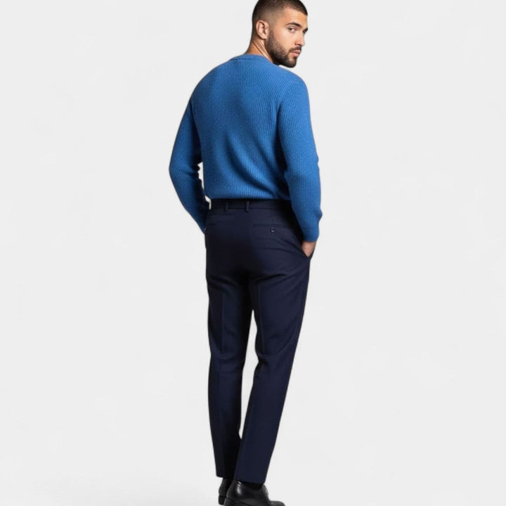 Men's Heavy-Weight Ribbed Crewneck Loose-Fit Knit Sweater