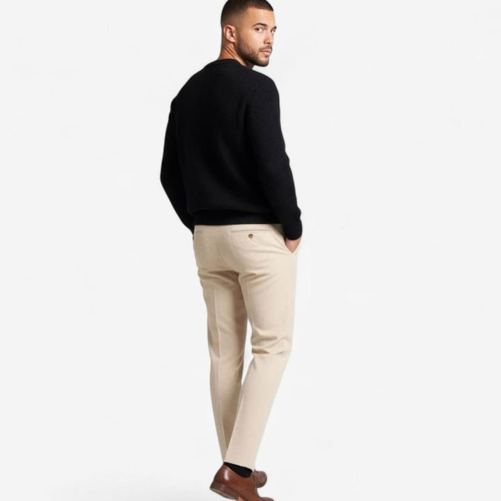 Men's Heavy-Weight Ribbed Crewneck Loose-Fit Knit Sweater
