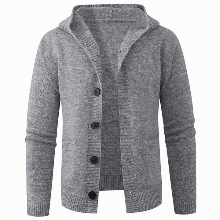 Men's Hooded Button-Front Knit Cardigan Sweater