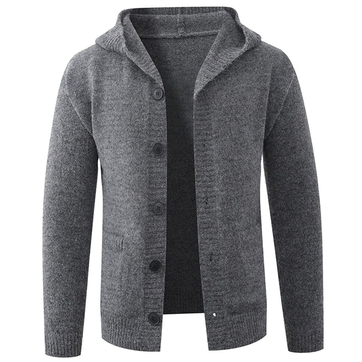 Men's Hooded Button-Front Knit Cardigan Sweater