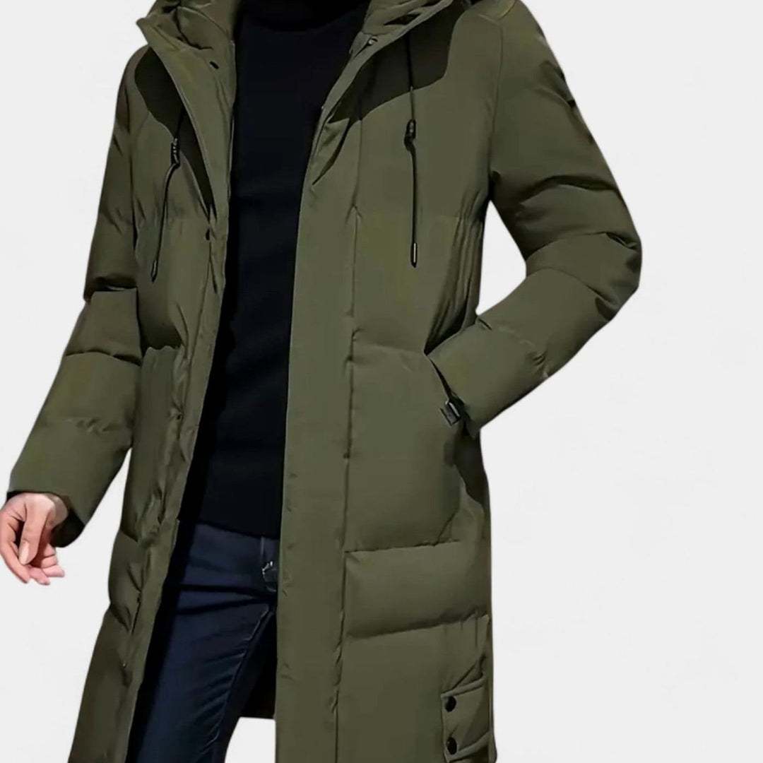 Men's Hooded Insulated Puffer Winter Coat Regular Fit - Army Green