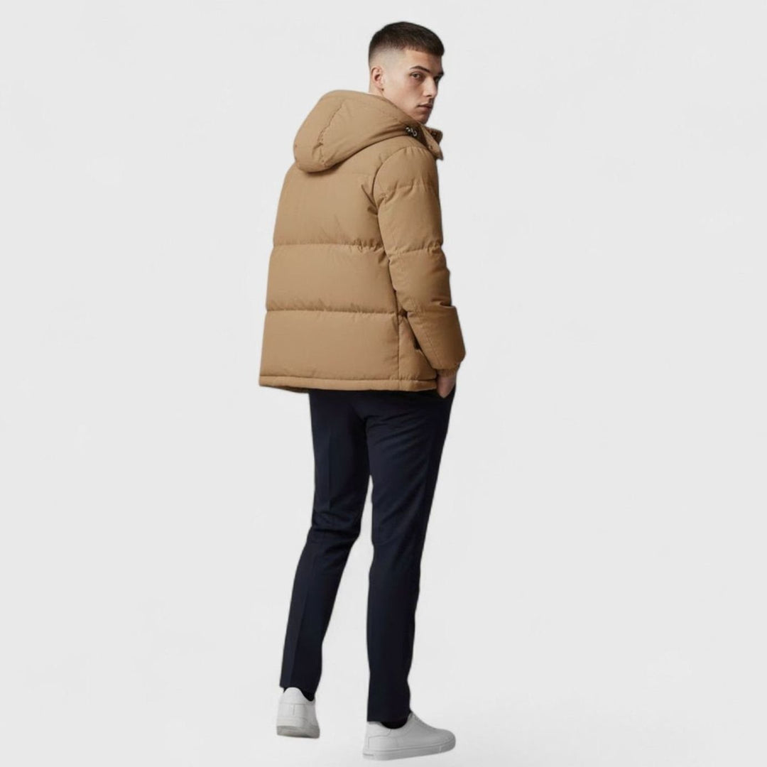 Men's Hooded Puffer Winter Jacket Padded Zip-Up Coat