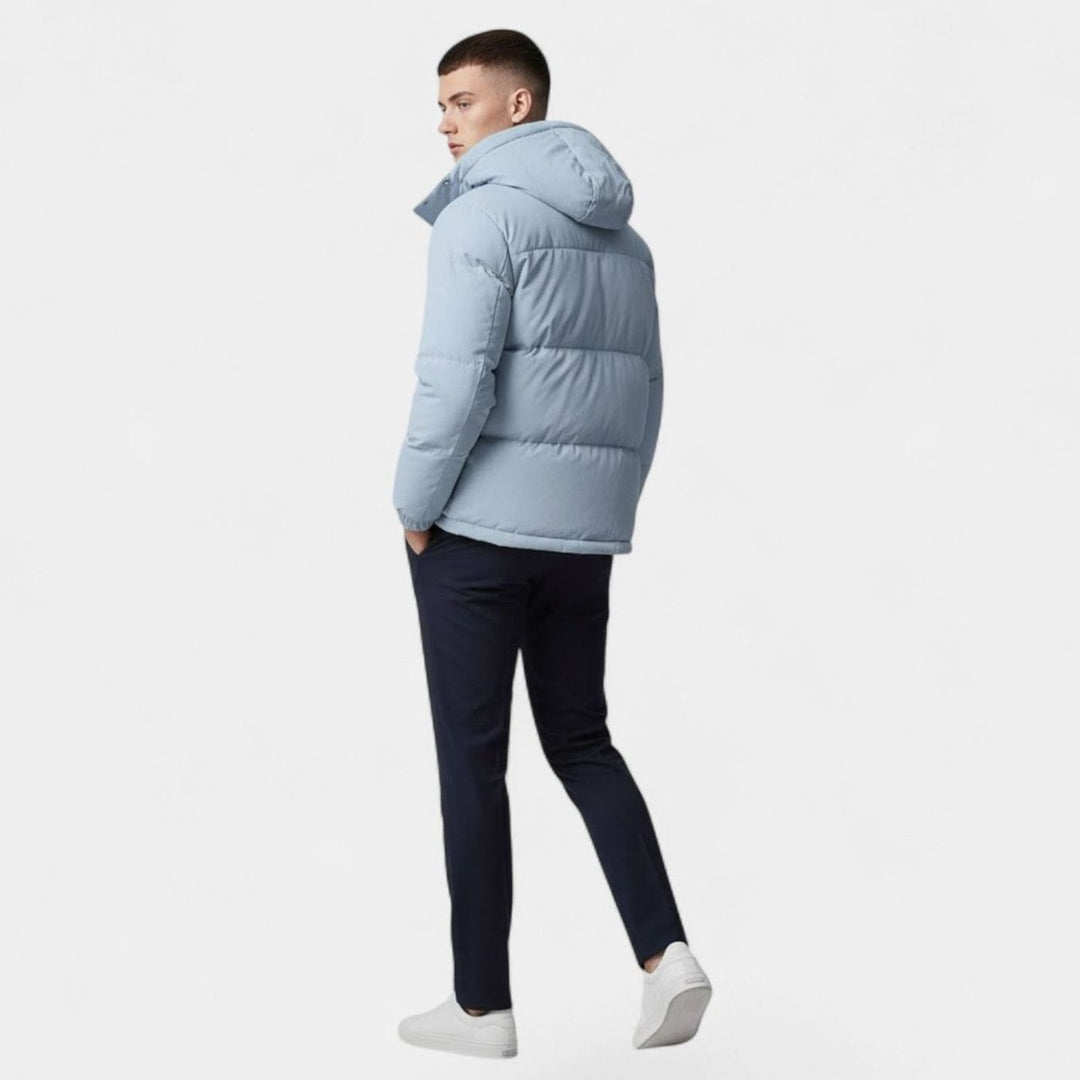 Men's Hooded Puffer Winter Jacket Padded Zip-Up Coat