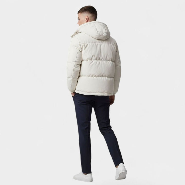 Men's Hooded Puffer Winter Jacket Padded Zip-Up Coat