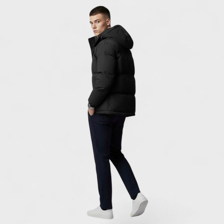 Men's Hooded Puffer Winter Jacket Padded Zip-Up Coat