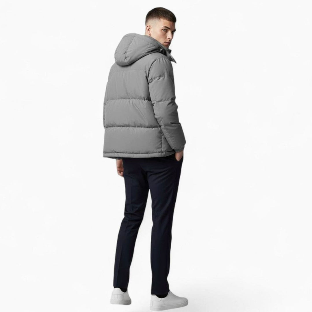 Men's Hooded Puffer Winter Jacket Padded Zip-Up Coat