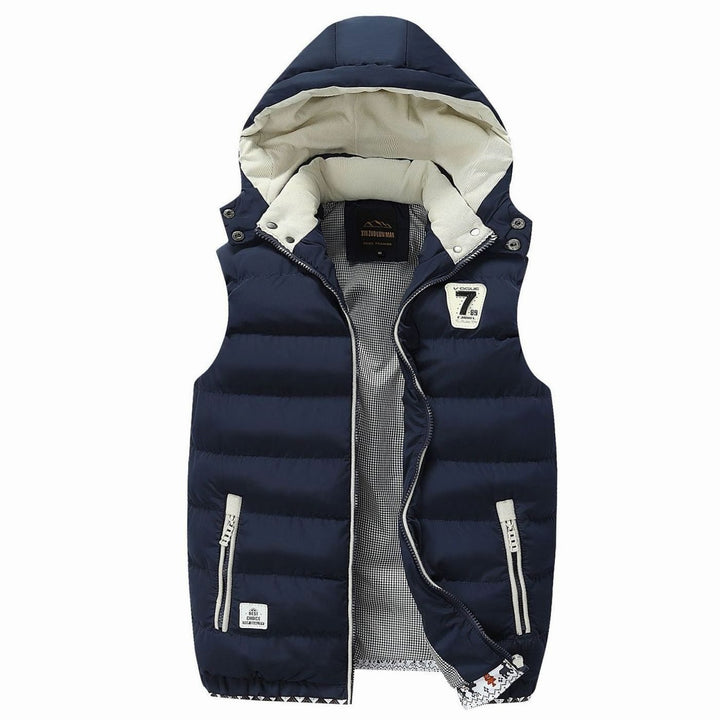 Men's Hooded Sleeveless Quilted Puffer Vest Zip Pockets