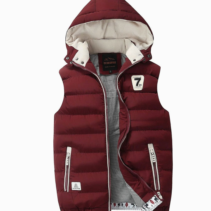 Men's Hooded Sleeveless Quilted Puffer Vest Zip Pockets