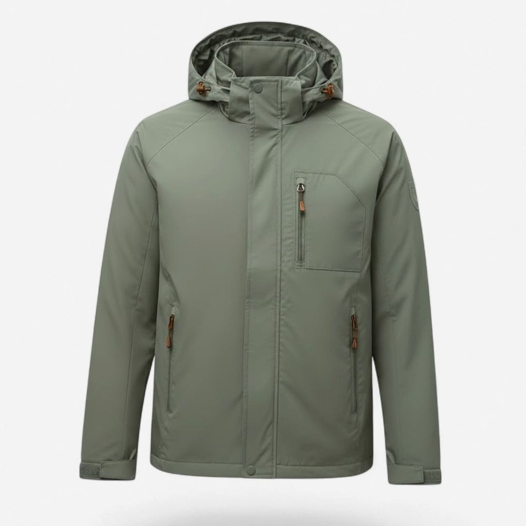 Men's Hooded Zip-Up Insulated Outdoor Winter Jacket - Army Green