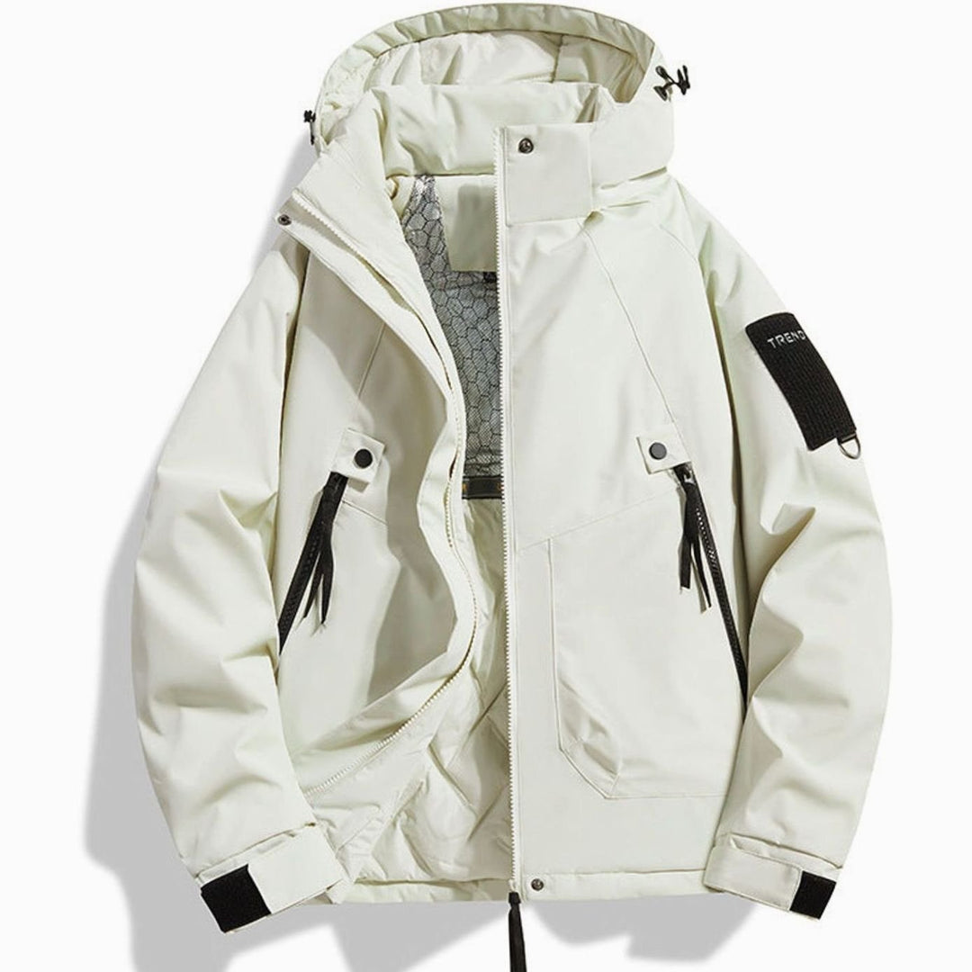Men's Insulated Hooded Field Jacket Windproof Quilted Utility - White