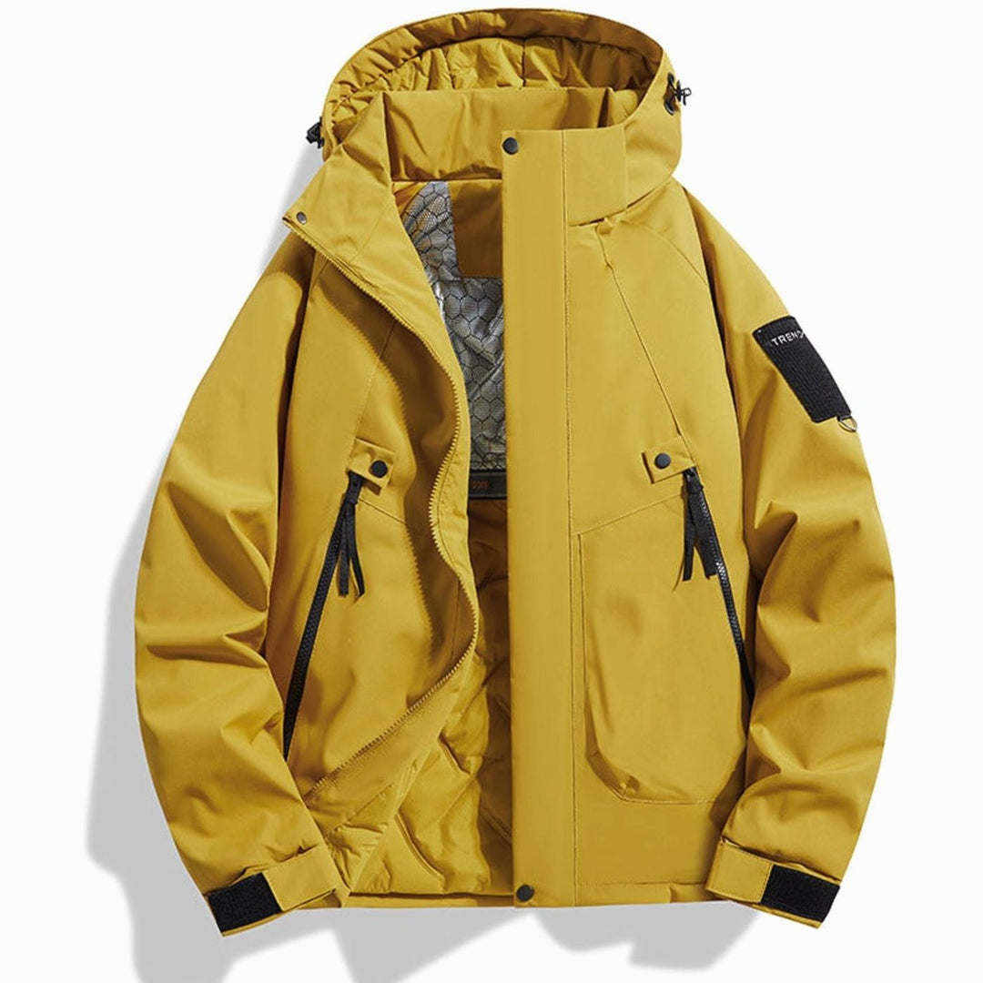 Men's Insulated Hooded Field Jacket Windproof Quilted Utility - Yellow