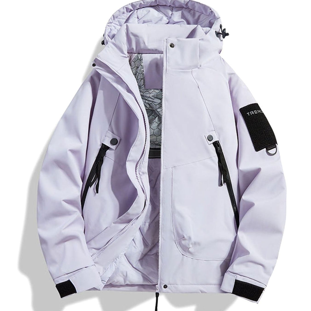 Men's Insulated Hooded Field Jacket Windproof Quilted Utility - Light Purple