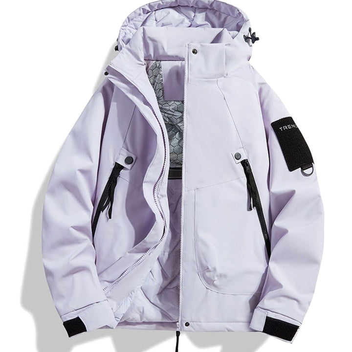Men's Insulated Hooded Field Jacket Windproof Quilted Utility - Light Purple