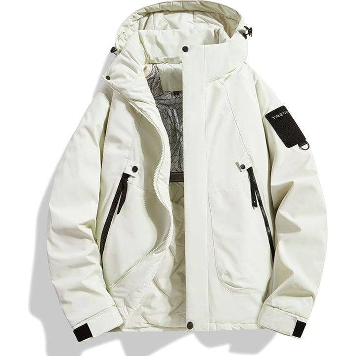 Men's Insulated Hooded Field Jacket Windproof Quilted Utility - White