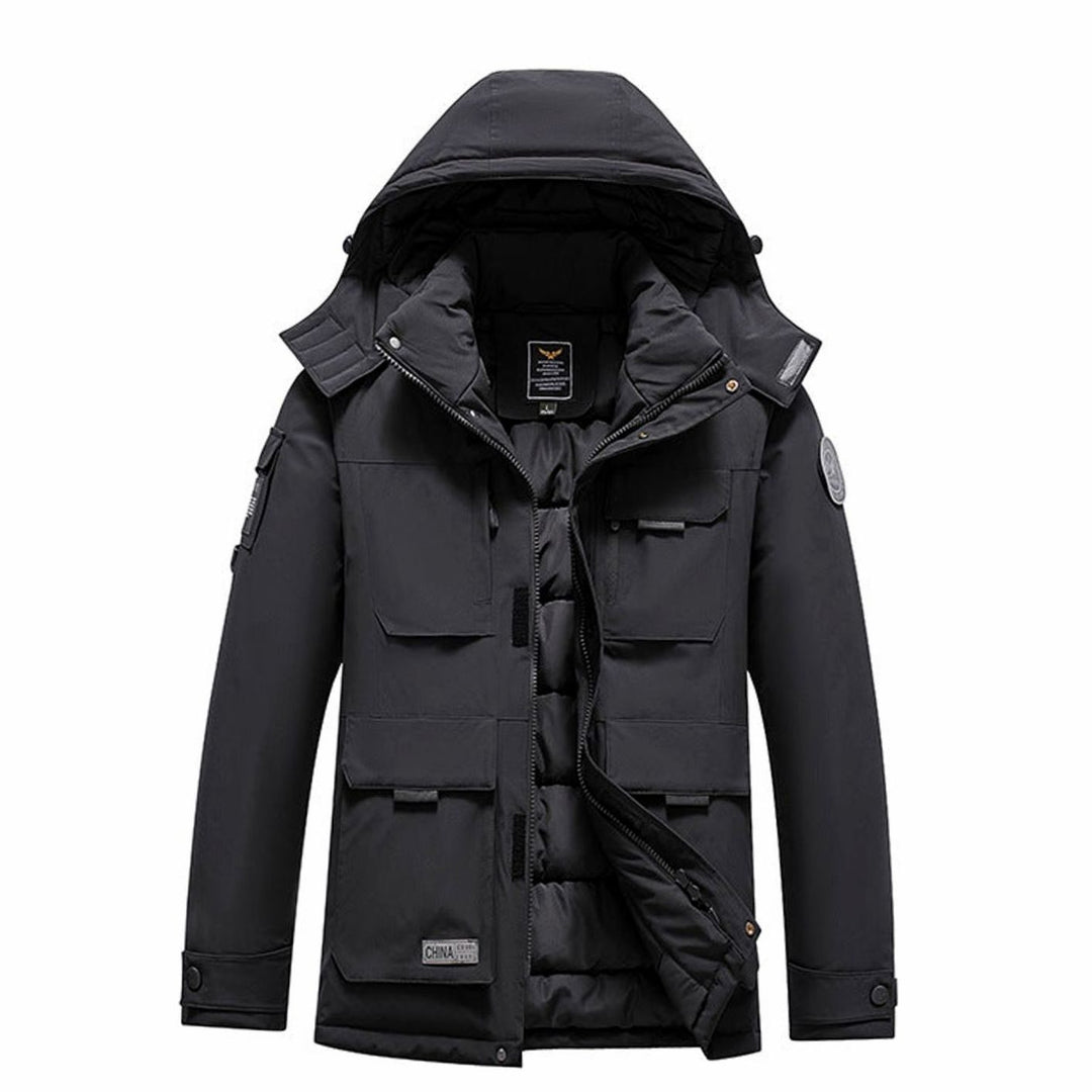 Men's Insulated Hooded Field Parka Multi-Pocket Windproof Winter Jacket