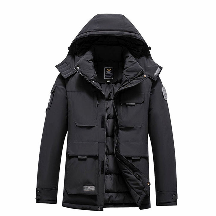 Men's Insulated Hooded Field Parka Multi-Pocket Windproof Winter Jacket