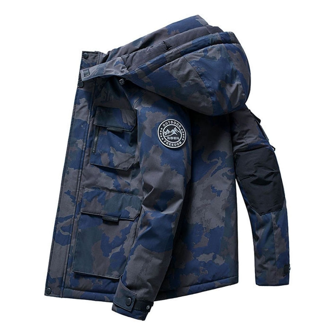 Men's Insulated Hooded Field Parka Multi-Pocket Windproof Winter Jacket - Camouflage