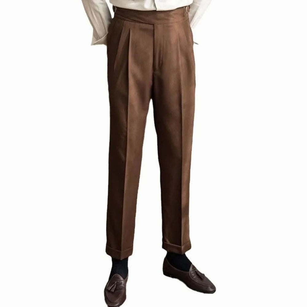 Men's Italian-Style High-Rise Pleated Dress Pants