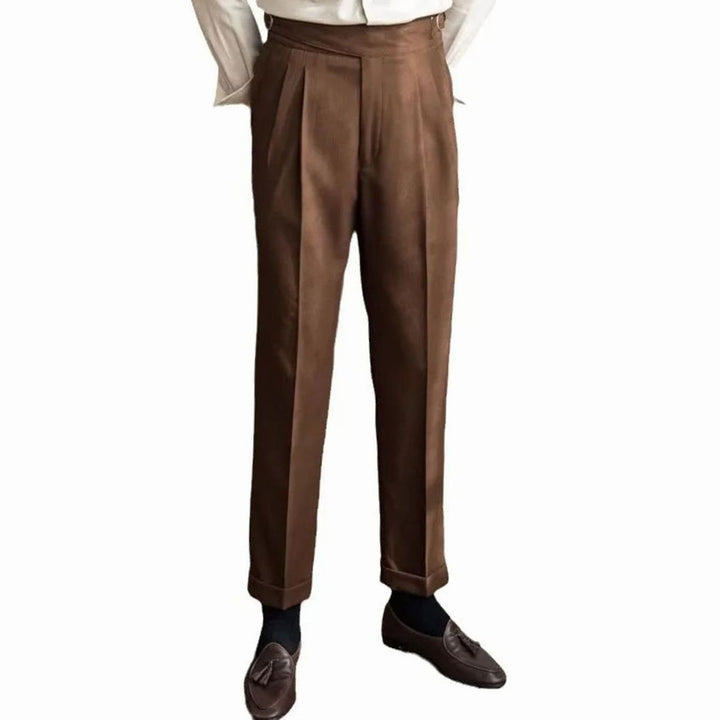 Men's Italian-Style High-Rise Pleated Dress Pants