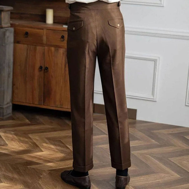 Men's Italian-Style High-Rise Pleated Dress Pants