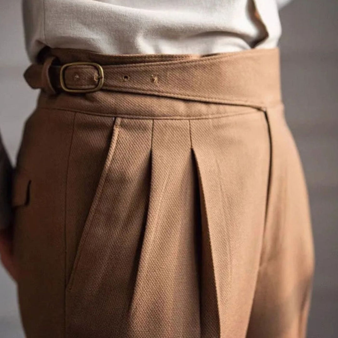 Men's Italian-Style High-Rise Pleated Dress Pants