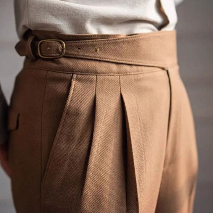 Men's Italian-Style High-Rise Pleated Dress Pants