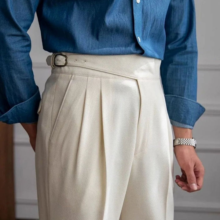 Men's Italian-Style High-Rise Pleated Dress Pants