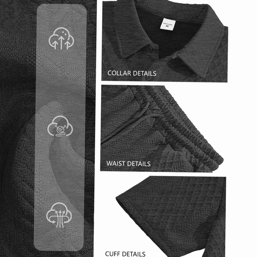 Men's Jacquard Quilted Polo Shirt Bermuda Shorts Set