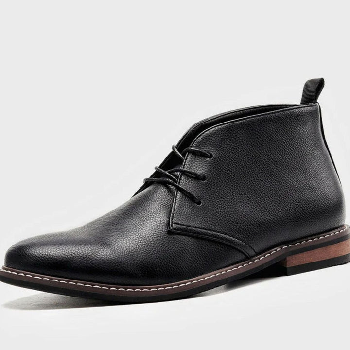 Men's Lace-Up Ankle Desert Boots Rounded Toe - Black