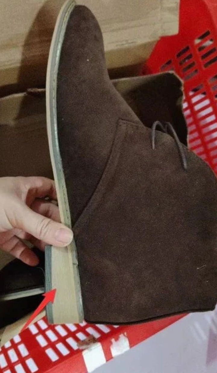 Men's Lace-Up Ankle Desert Boots Rounded Toe - Brown Brushed