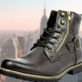 Alexander | Men's Leather Combat Boots Lace-Up Side-Zip Buckle Strap