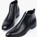 Jackson | Men's Leather Side-Zip Chelsea Boots Almond Toe Low Heel, Black