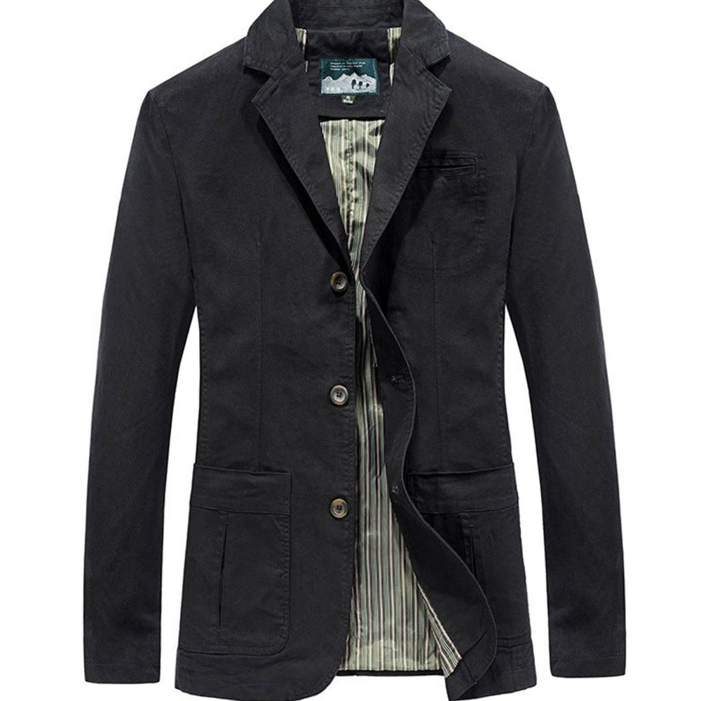 Men's Lightweight Cotton Slim-Fit Blazer Jacket Patch Pockets
