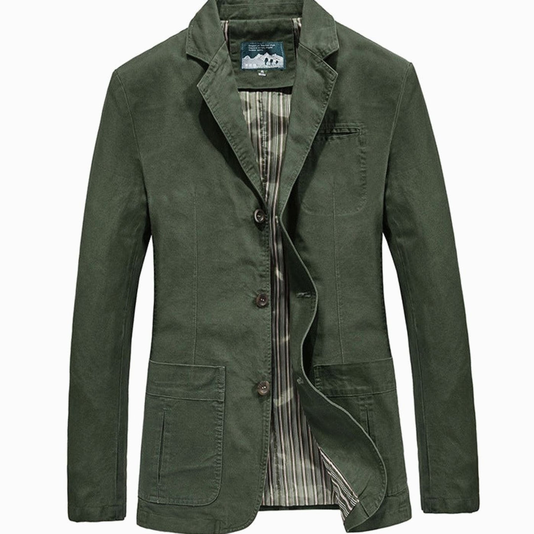 Men's Lightweight Cotton Slim-Fit Blazer Jacket Patch Pockets