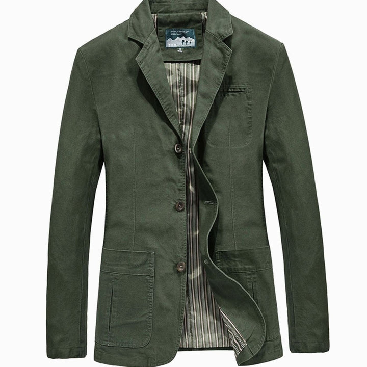 Men's Lightweight Cotton Slim-Fit Blazer Jacket Patch Pockets